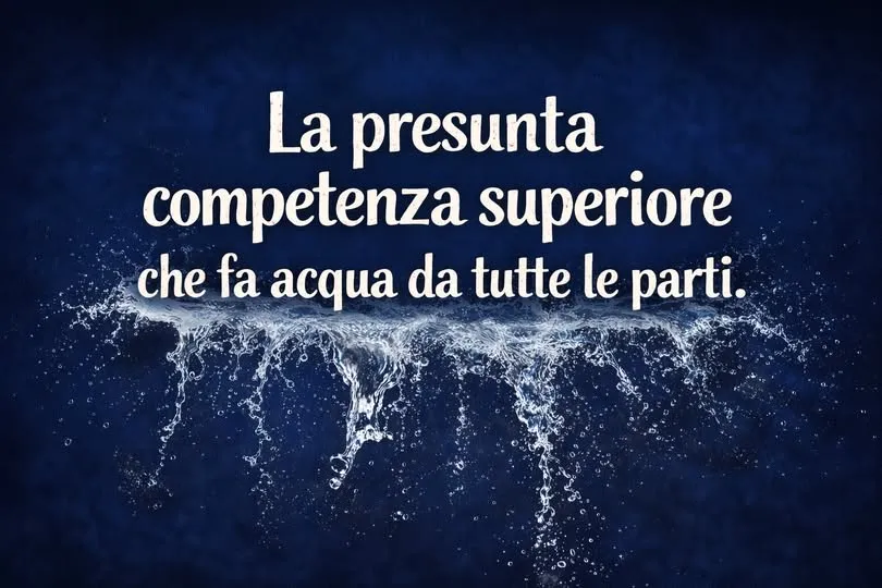 Immagine editoriale per l'articolo "La presunta competenza superiore che fa acqua da tutte le parti"
