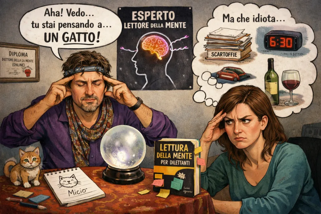 Immagine editoriale per l'articolo "L’incompetenza professionale di chi crede di leggere nella mente"