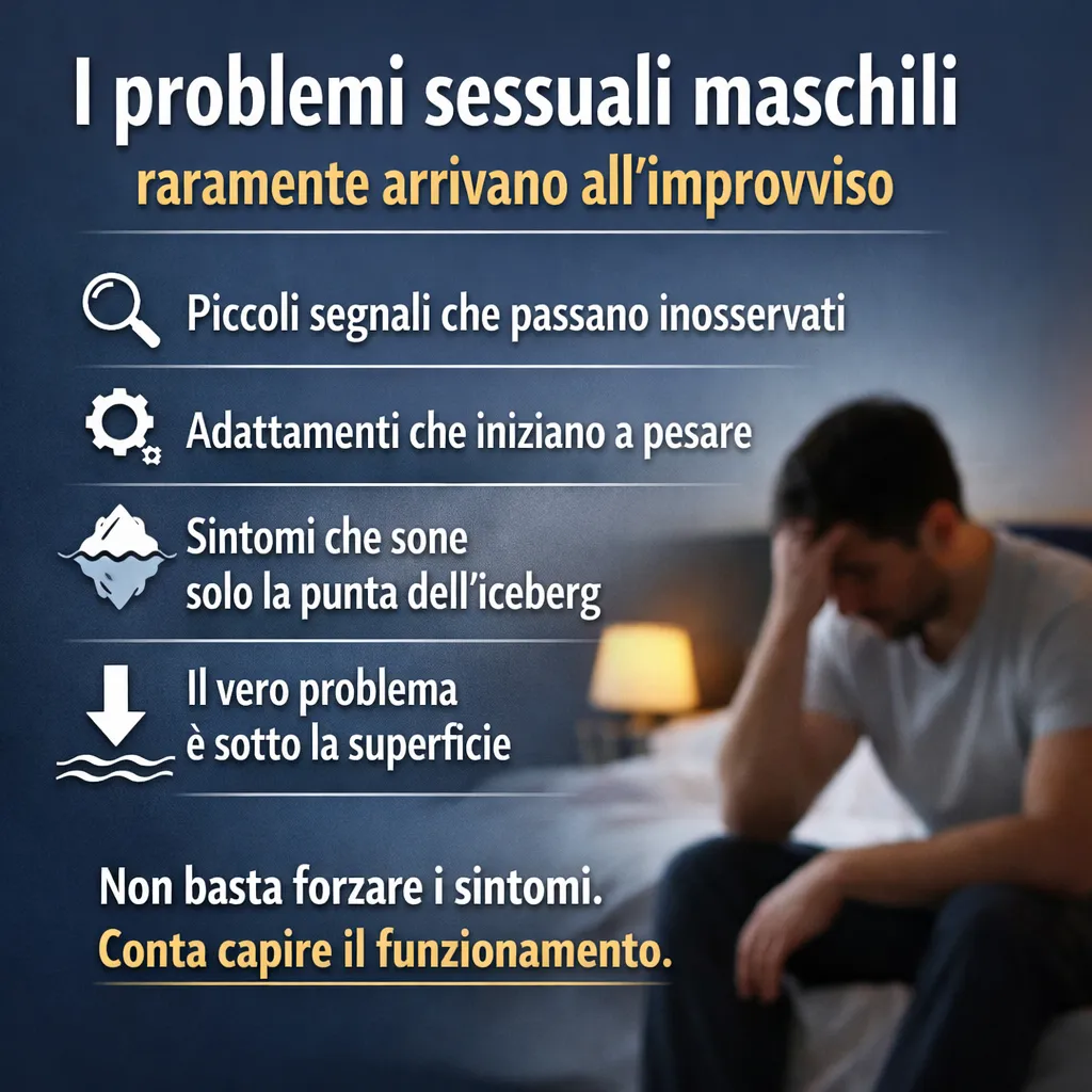 Immagine editoriale per l'articolo "I problemi sessuali maschili raramente arrivano all’improvviso"