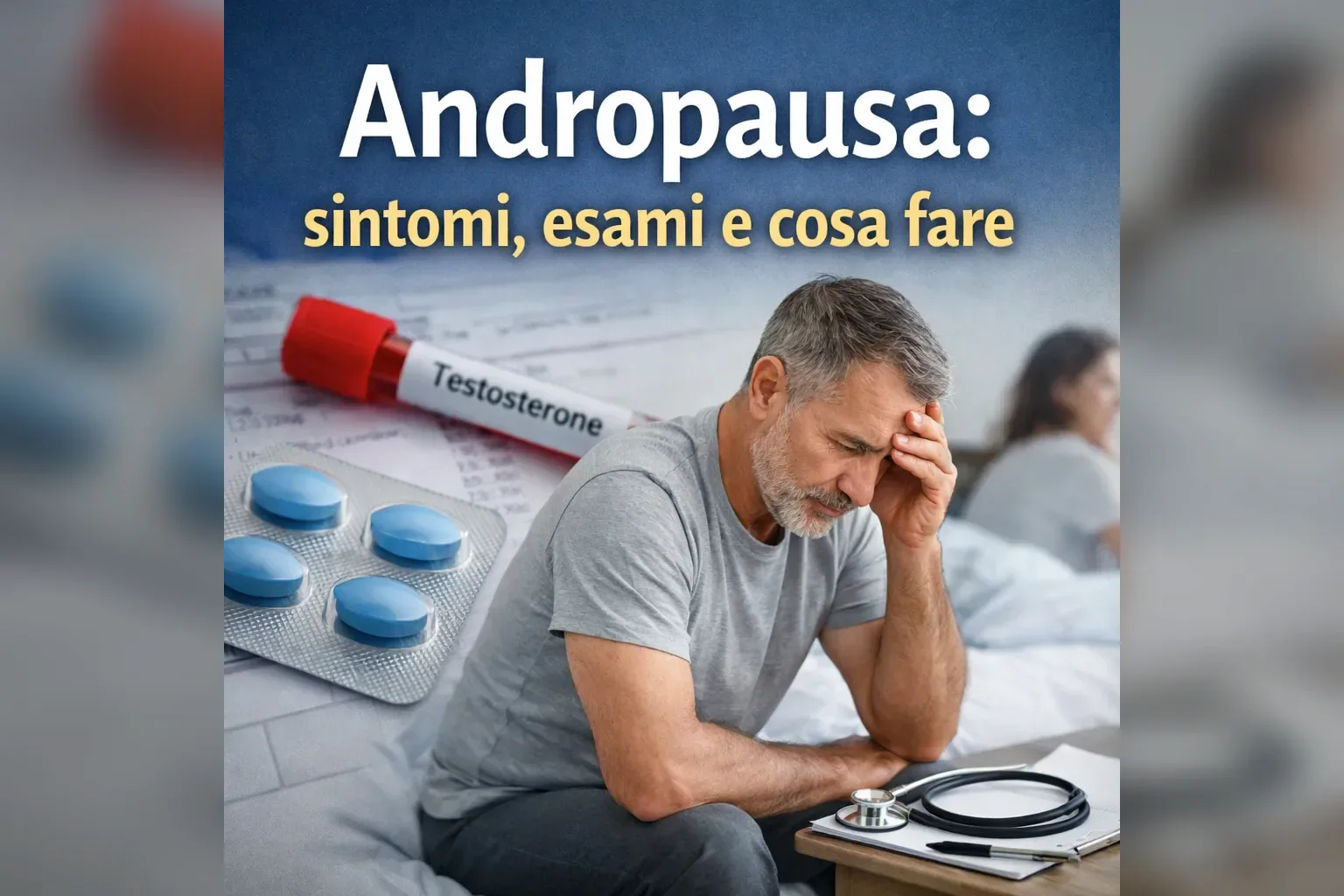 Immagine editoriale per l'articolo "Andropausa: sintomi, esami e cosa fare"