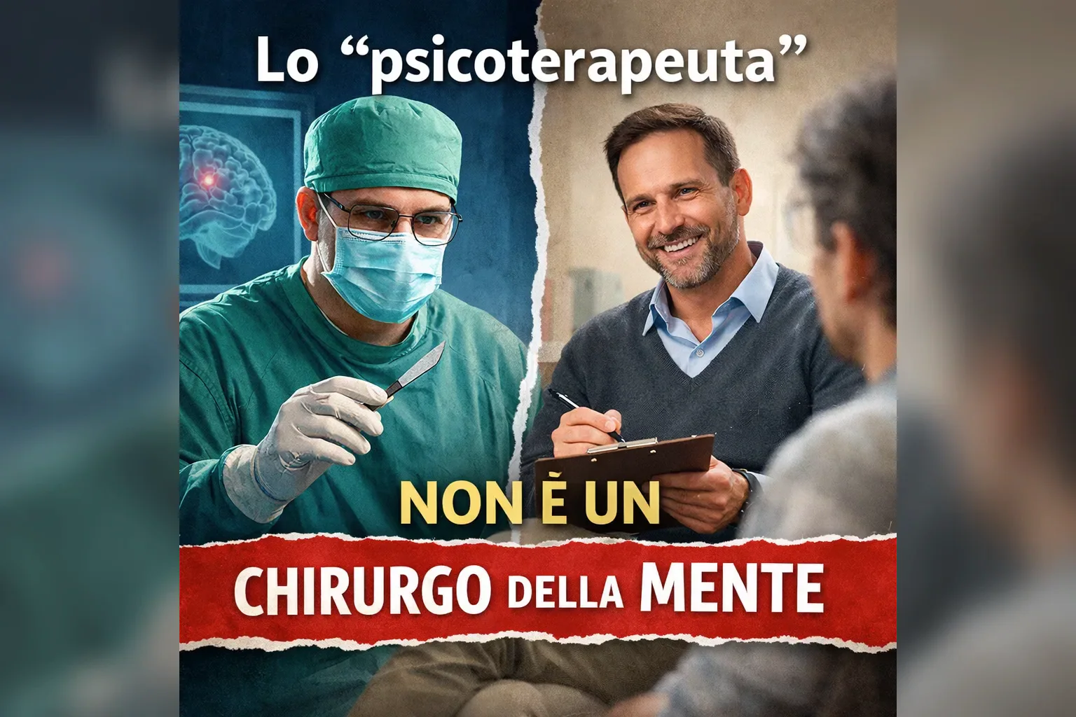 Immagine editoriale per l'articolo "Lo “Psicoterapeuta” non è “chirurgo della mente”? Attento alle metafore"